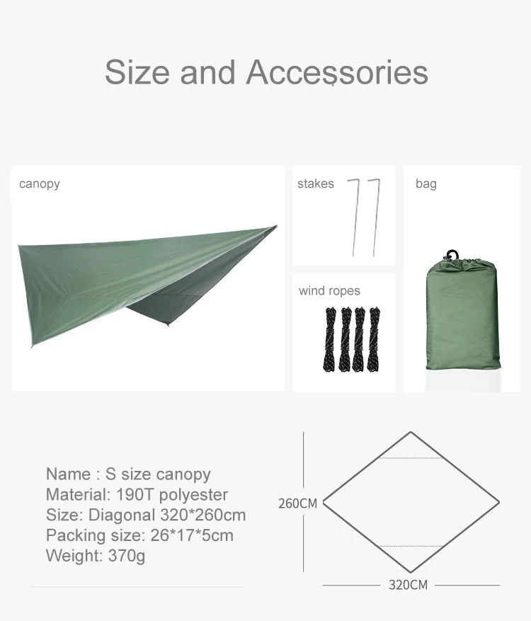 Portable Mosquito Net Nylon Camping Hammock with Waterproof Rain Fly Canopy Tarp  for Outdoor Hanging Bed Sleeping