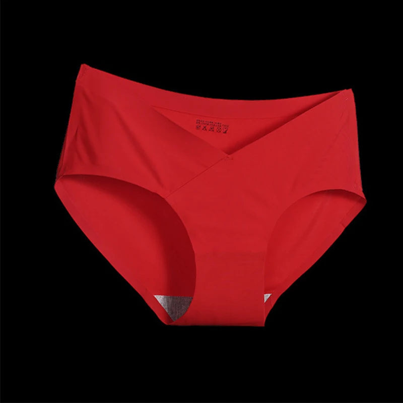 Seamless Low Waist Pregnant Panties Low Waist Maternity Underwear Pregnanc Cotton Soft Breathe V-Shaped Care Belly Women Briefs