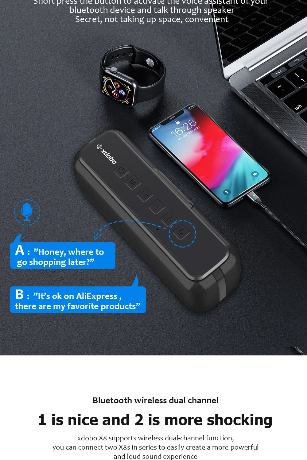 60W Xdobo X8II Bluetooth Speaker TWS Wireless Portable Subwoofer Waterproof 6600mAh Powerful Bass AUX FM Outdoor Fun Camping