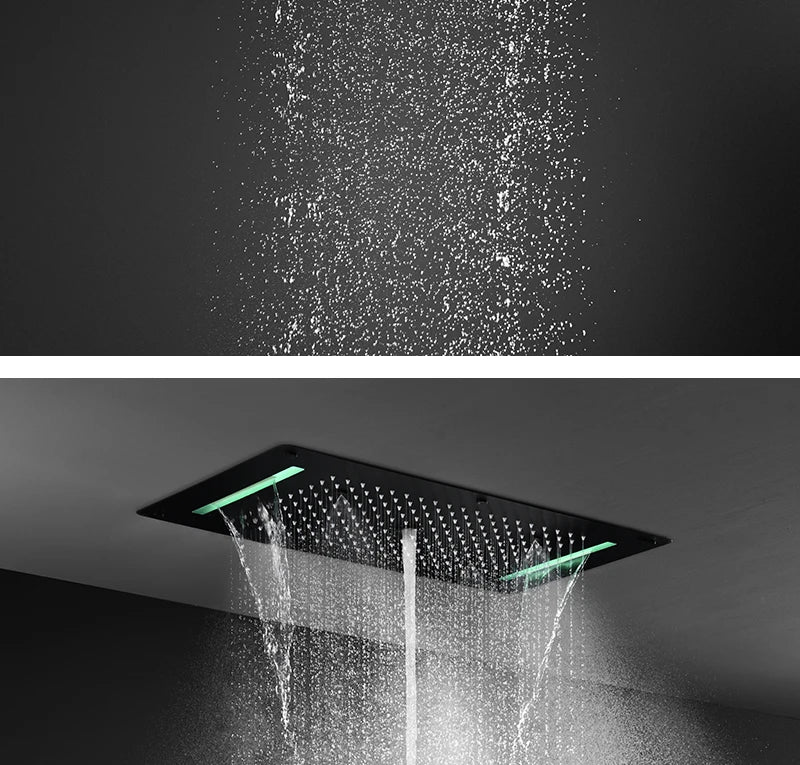 Bathroom Ceiling Concealed 700x380mm Shower Head Panel Set Constant Temperature Valve Mixer Handheld Shower