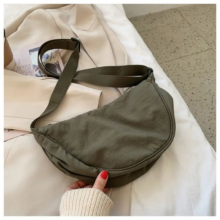 Simple Design Women's Messenger Bag Fashion Ladies Nylon Hobos Small Shoulder Bags Vintage Female Girls Purse Cloth Handbags