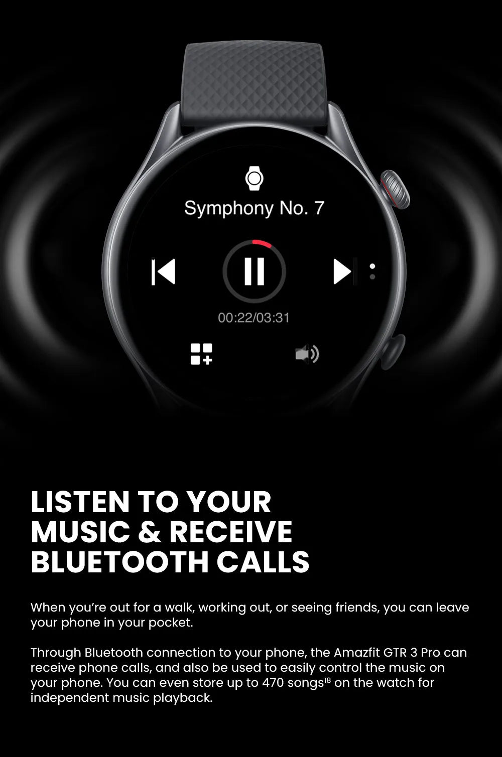 Amazfit GTR 3 Pro GTR3 Pro GTR-3 Pro 46mm Smartwatch AMOLED Display Zepp OS App 12-day Battery Life Watch  150+Sports Modes