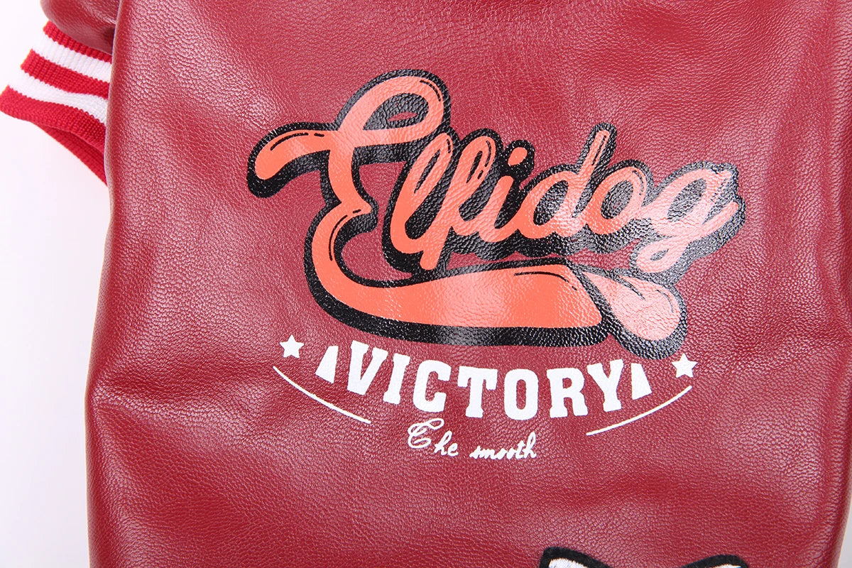 Winter Dog Coat Jacket Faux Leather Fleece Teddy Warm Pet Puppy Clothing Apparel