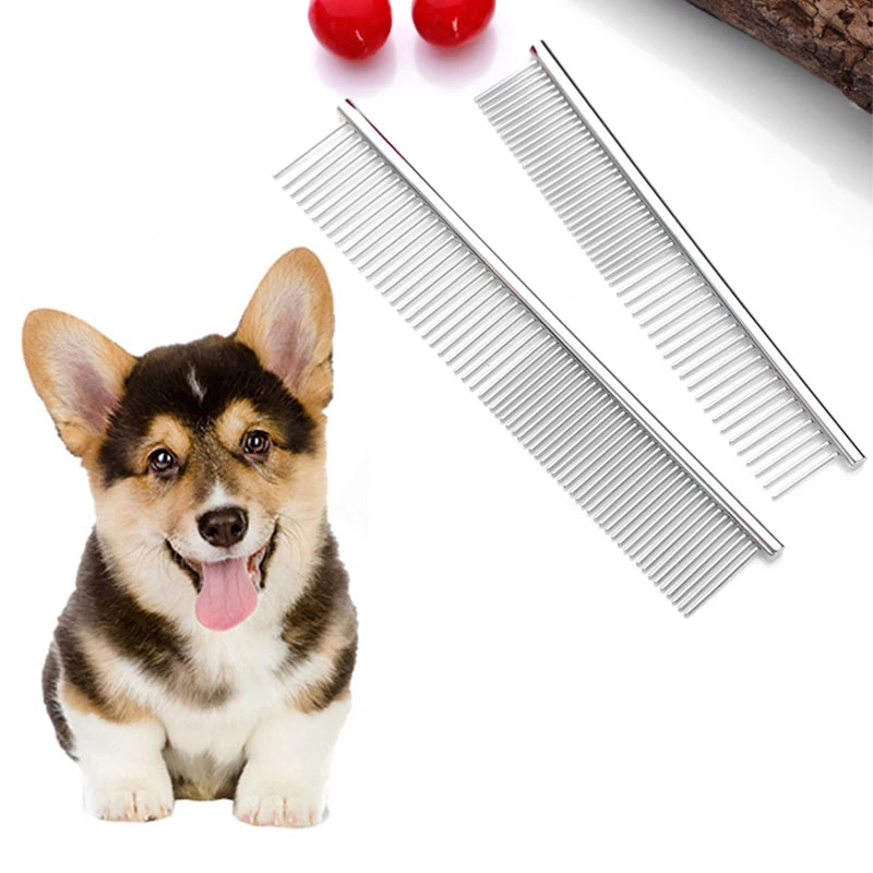 Stainless Steel Dog Comb Long Thick Hair Fur Removal Brush 16/19cm Pets Dog Cat Grooming Dematting Combs for Shaggy Dogs