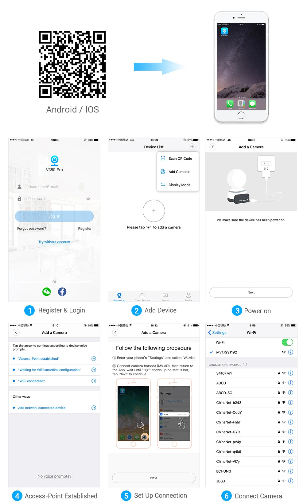 360 Panoramic WIFI Camera V380 Pro Two Ways AUDIO Smart Home Security Protection MINI Surveillance Wireless Camera 5MP