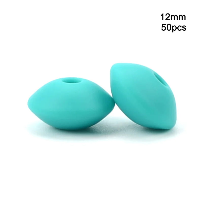 LOFCA 50pcs 12mm Silicone Lentil Beads Baby Teething Beads BPA-Free Food Grade Making Baby Oral Care Pacifier Chain  Accessorise