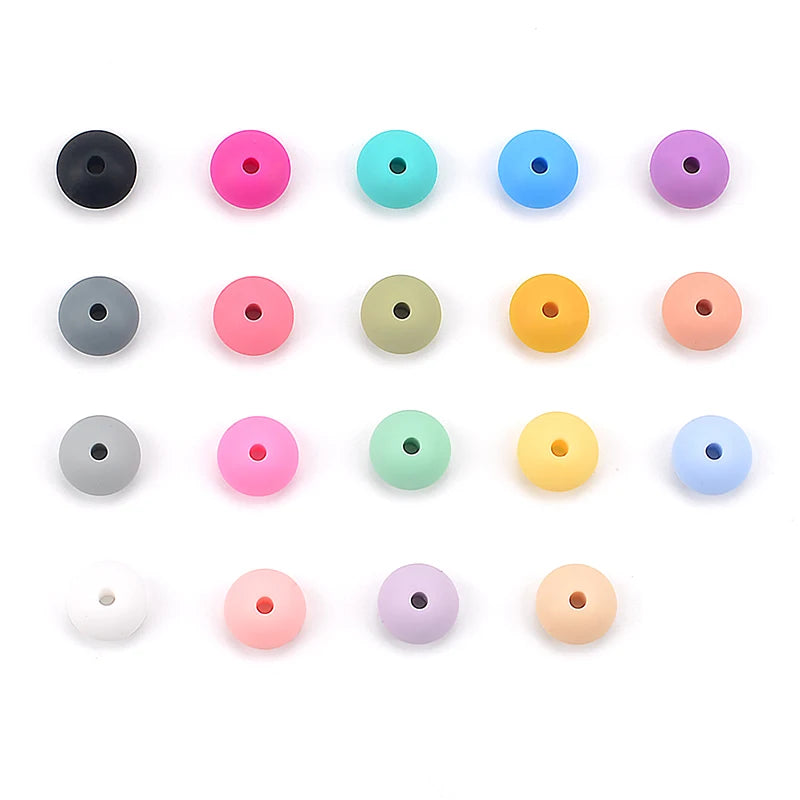 LOFCA 50pcs 12mm Silicone Lentil Beads Baby Teething Beads BPA-Free Food Grade Making Baby Oral Care Pacifier Chain  Accessorise