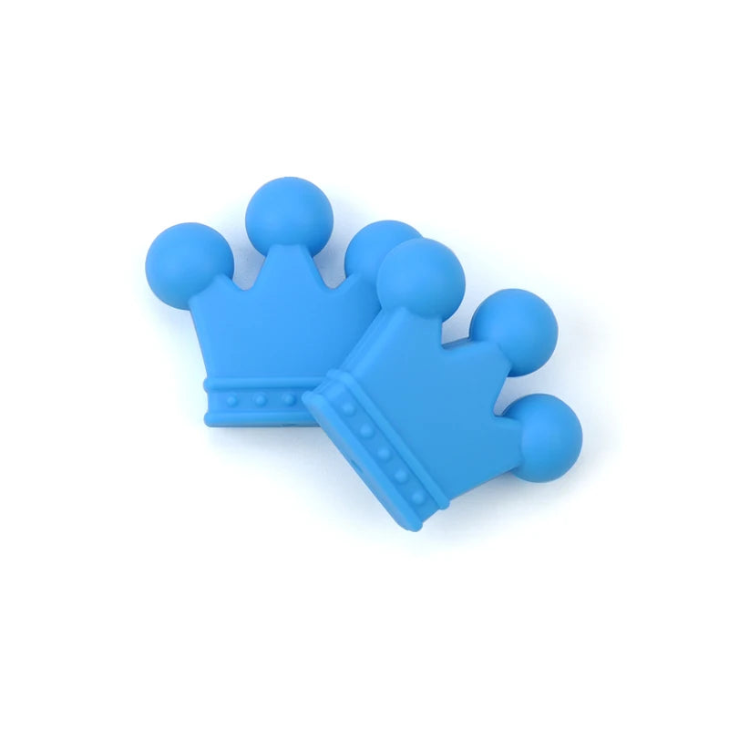 LOFCA 10pcs/lot Silicone Crown Beads BPA Free Silicon Teething Beads Baby Chew Teething Necklace DIY Pacifier Clips Accessory