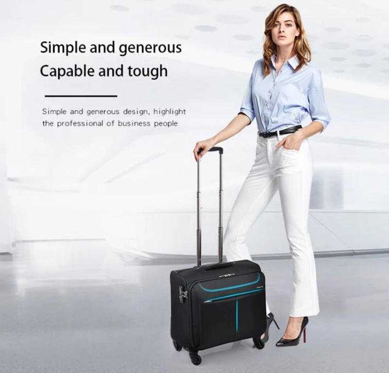 Hanke Men Business Travel Luggage Women Carry On Suitcase Spinner Wheels Rolling Bag 16 18 Inch