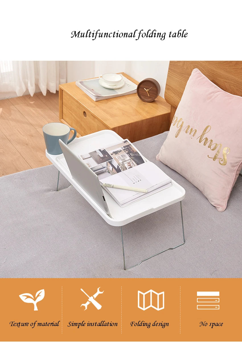 Folding Computer Desk With Cup Holder, Portable Bed Laptop Desks Creative Mobile Phone Card Slot Study Table Stand Notebook Desk