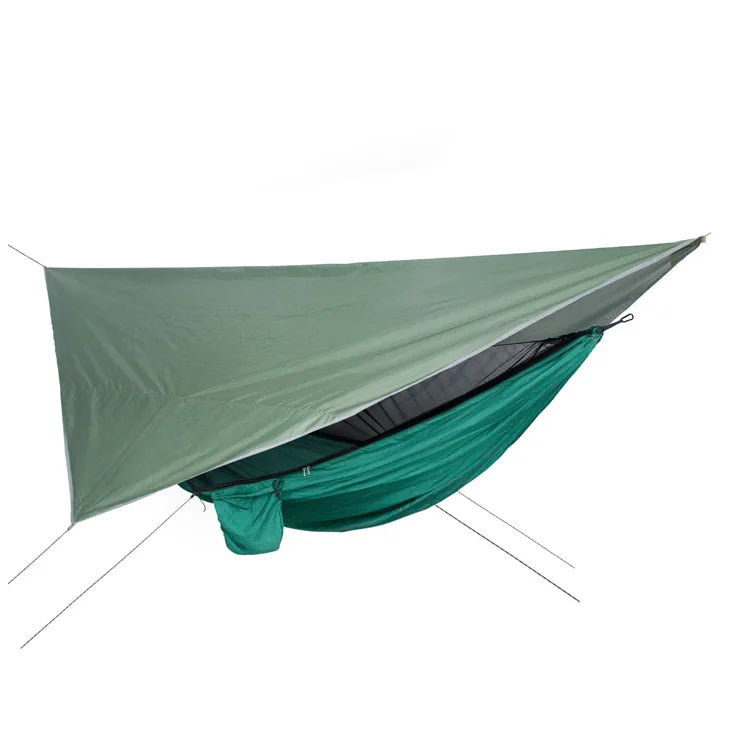 Portable Mosquito Net Nylon Camping Hammock with Waterproof Rain Fly Canopy Tarp  for Outdoor Hanging Bed Sleeping