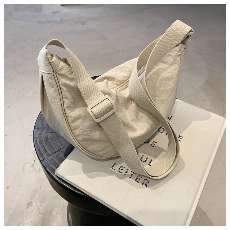 Simple Design Women's Messenger Bag Fashion Ladies Nylon Hobos Small Shoulder Bags Vintage Female Girls Purse Cloth Handbags