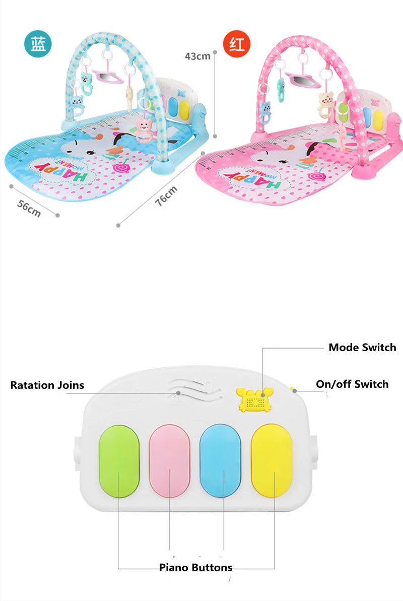 Baby Activity Gym Music Rack Play Mat Kid Rug Puzzle Carpet Piano Keyboard Infant Playmat Crawling Game Pad Baby Toy Gift