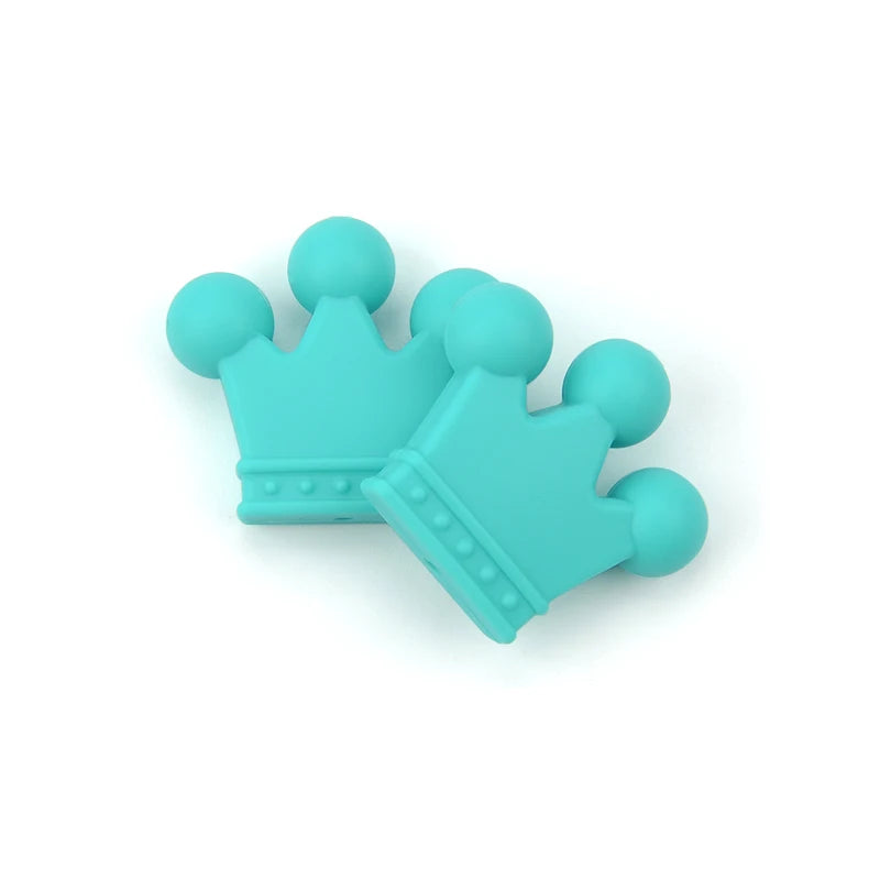 LOFCA 10pcs/lot Silicone Crown Beads BPA Free Silicon Teething Beads Baby Chew Teething Necklace DIY Pacifier Clips Accessory
