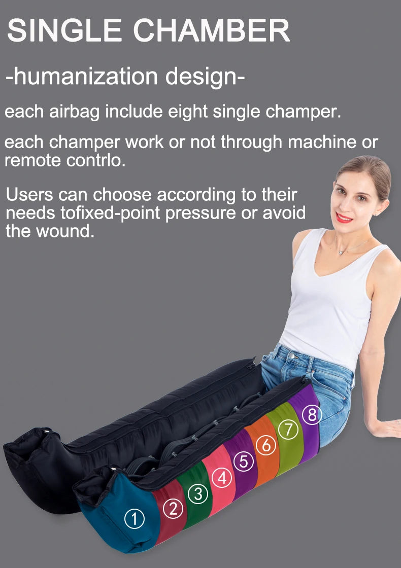 Fengmore 8 Cavity Air Compression Massager Leg Foot Boots For Circulation Air Wave Massager Leg Body Pressure Therapy System