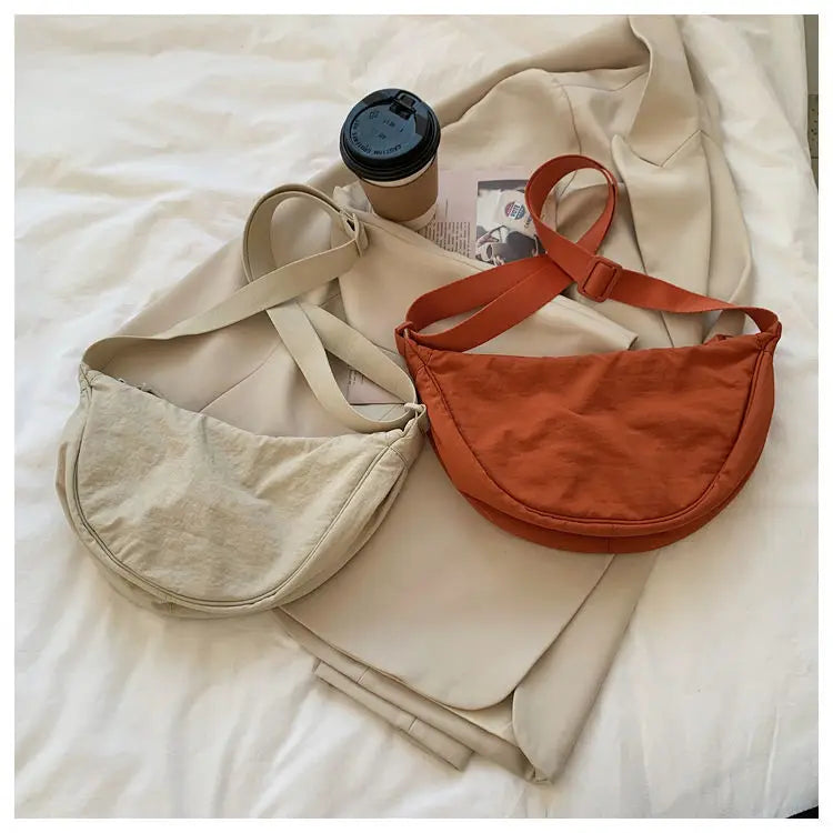 Simple Design Women's Messenger Bag Fashion Ladies Nylon Hobos Small Shoulder Bags Vintage Female Girls Purse Cloth Handbags