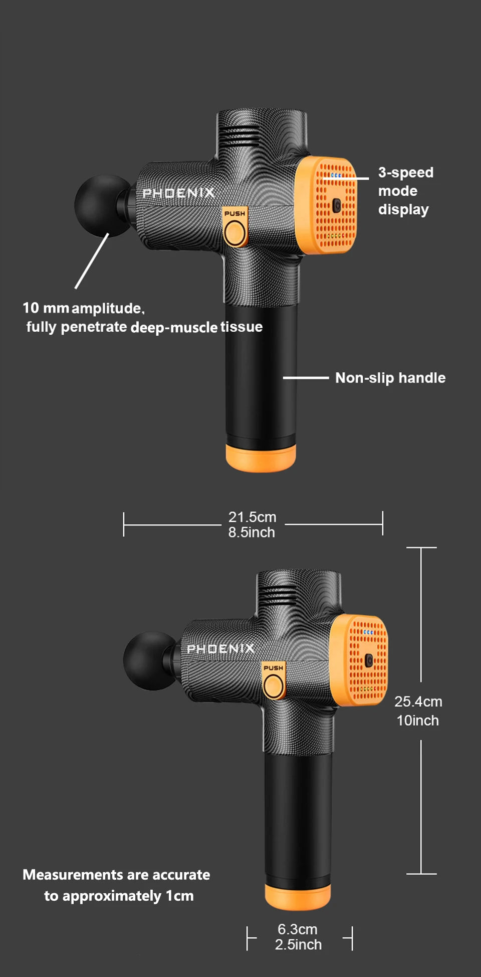 Phoenix A2 Massage Gun Deep Body Massager For Muscle Back Pain Relief Exercising Body and Relaxation Slimming Shaping Massager