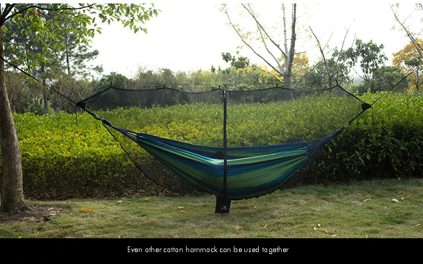 Hammock Bug Netting, 210T Nylon Mesh, with Drawstring Bag, 6 Meters Rope, Double Sided Zipper Camping Hammock Mosquito Netting