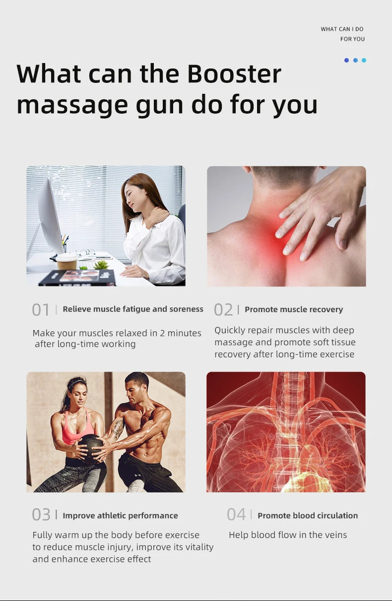 Booster M2-D Massage gun Deep Tissue Percussion Neck Back Body Massager Portable Fascia Gun Muscle Relaxation Electric Massager