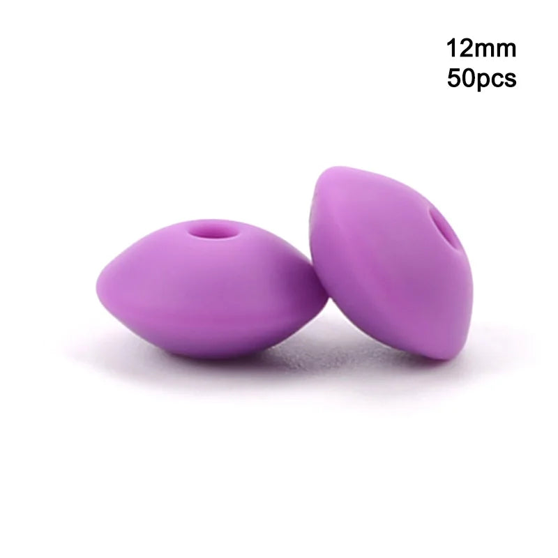 LOFCA 50pcs 12mm Silicone Lentil Beads Baby Teething Beads BPA-Free Food Grade Making Baby Oral Care Pacifier Chain  Accessorise
