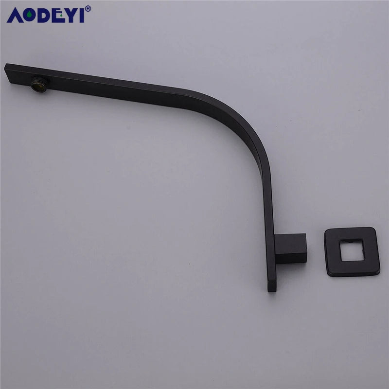 AODEYI Brass Extension Gooseneck Square Wall Mount Shower Arm Ultrathin Bathroom Shower Head Set