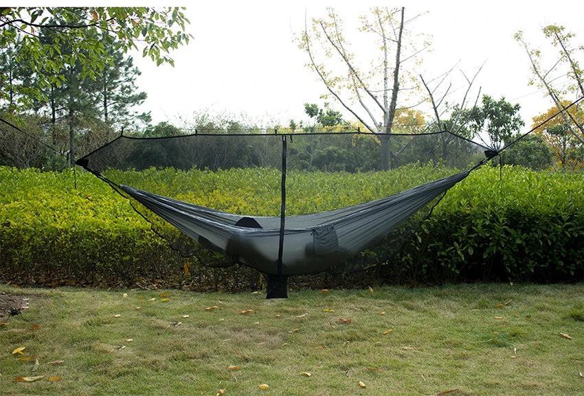 Hammock Bug Netting, 210T Nylon Mesh, with Drawstring Bag, 6 Meters Rope, Double Sided Zipper Camping Hammock Mosquito Netting