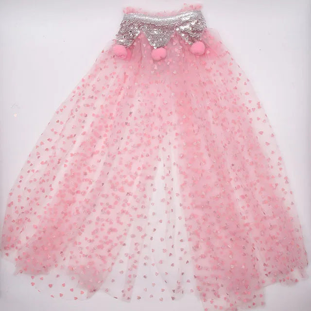 Christmas Halloween Girls Cloak Outerwear One Size Sequins Shawl Kids Coat for Birthday Party Beach Rainbow Princess Costume