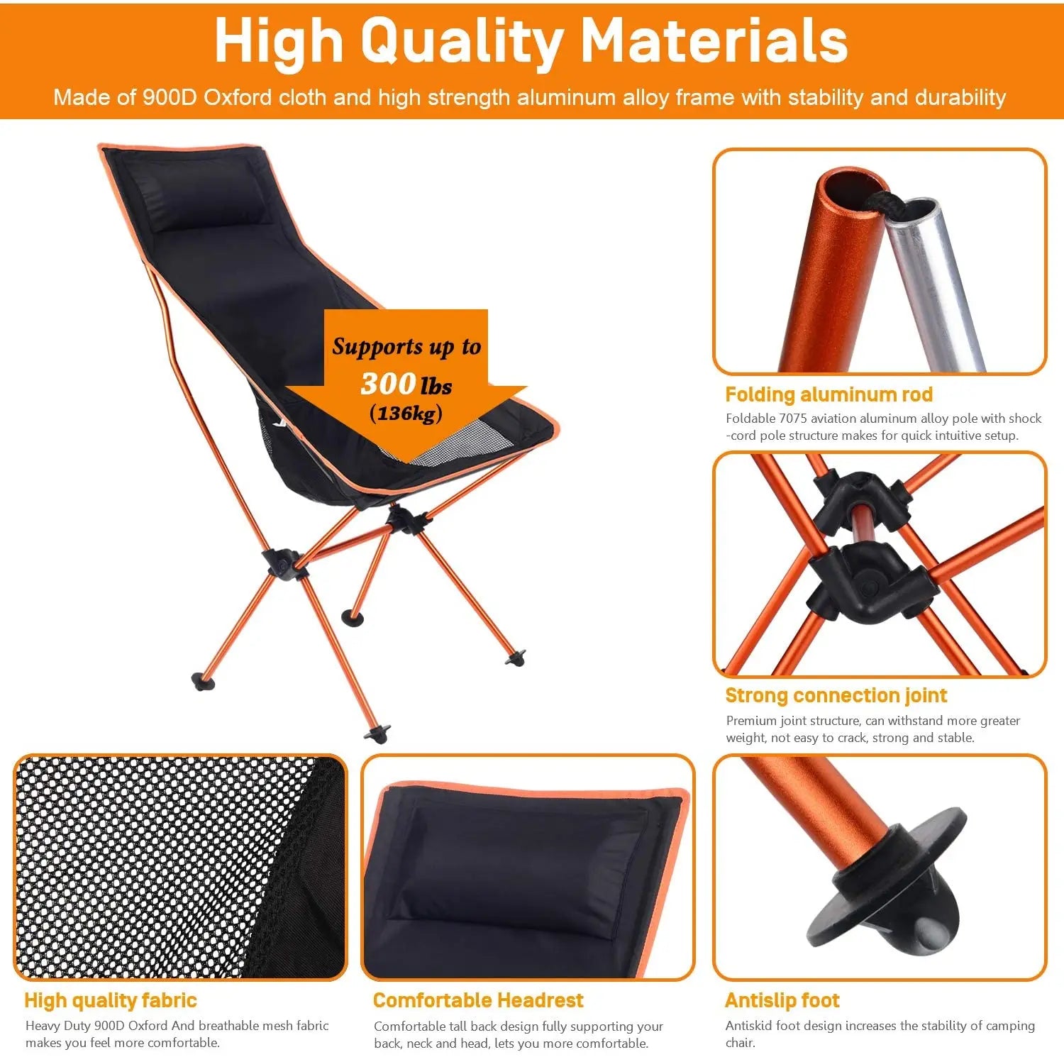 Outdoor Portable Camping Chair Oxford Cloth Folding Lengthen Camping Seat for Fishing BBQ Festival Picnic Beach Ultralight Chair