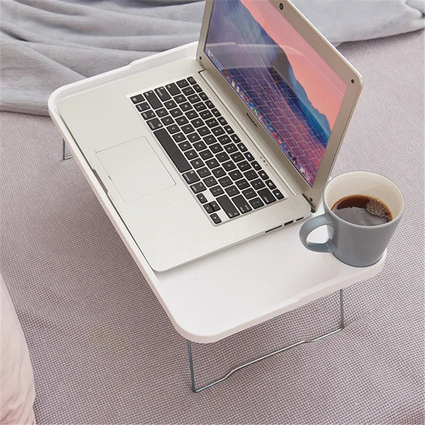 Folding Computer Desk With Cup Holder, Portable Bed Laptop Desks Creative Mobile Phone Card Slot Study Table Stand Notebook Desk
