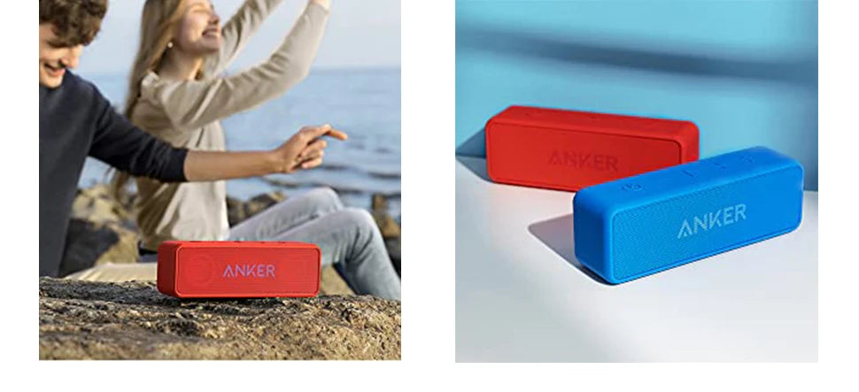 Anker Soundcore 2 Portable Wireless Bluetooth Speaker Better Bass 24-Hour Playtime 66ft Bluetooth Range IPX7 Water Resistance