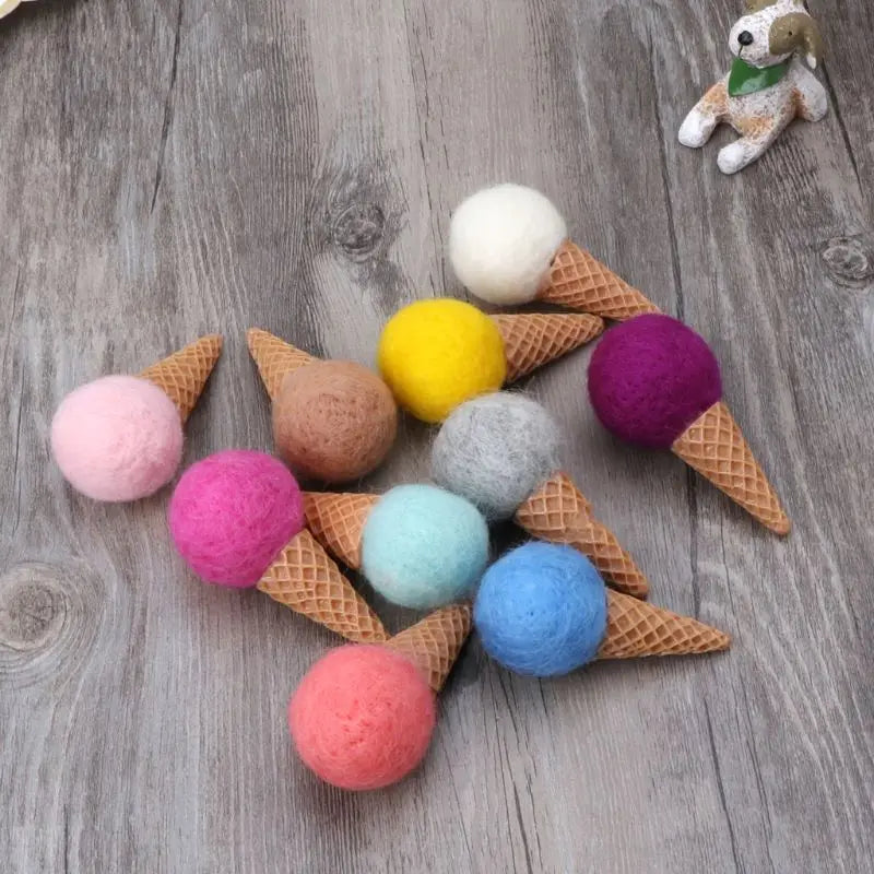 Newborn Felt Ice Cream Props Tiny Baby Girl Boy Photo Shoot Handmade Felt Photography Props Accessories
