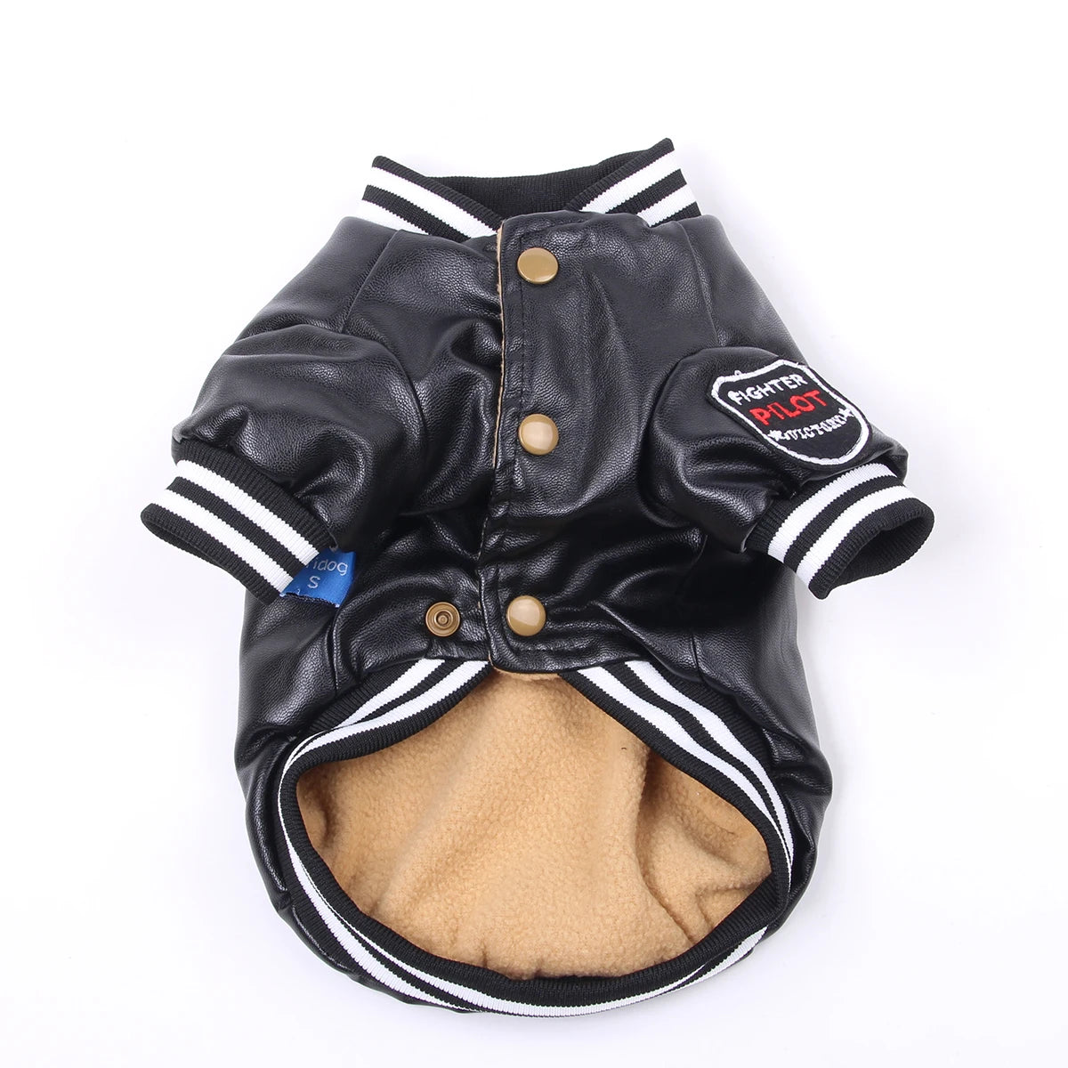 Winter Dog Coat Jacket Faux Leather Fleece Teddy Warm Pet Puppy Clothing Apparel