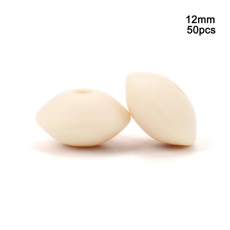 LOFCA 50pcs 12mm Silicone Lentil Beads Baby Teething Beads BPA-Free Food Grade Making Baby Oral Care Pacifier Chain  Accessorise
