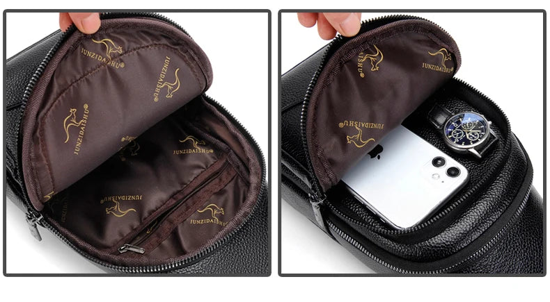 Men's Chest Pack Crossbody Bag Luxury Design Durable PU Leather Handbag Chest Bag Vintage Leisure Men's Handbag Shoulder Bag