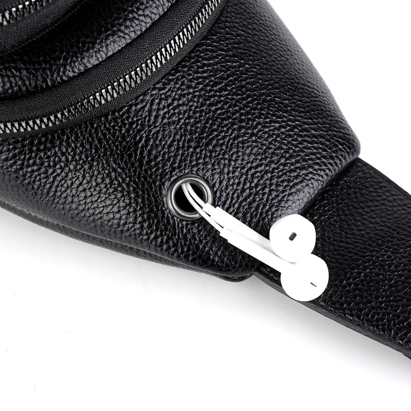 Men's Chest Pack Crossbody Bag Luxury Design Durable PU Leather Handbag Chest Bag Vintage Leisure Men's Handbag Shoulder Bag
