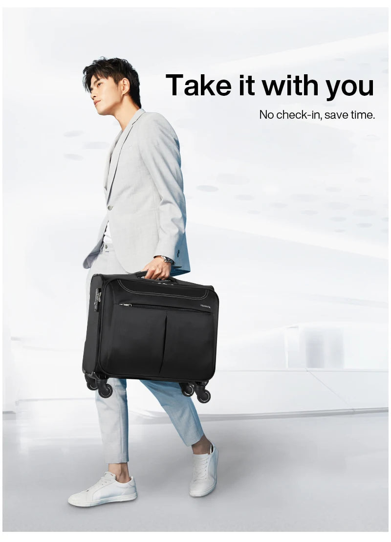 Hanke Men Business Travel Luggage Women Carry On Suitcase Spinner Wheels Rolling Bag 16 18 Inch