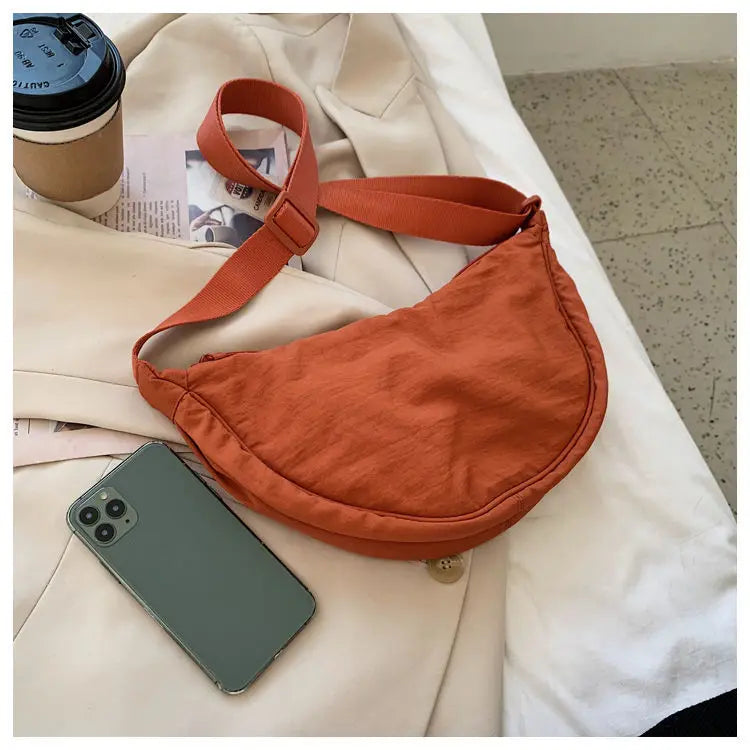 Simple Design Women's Messenger Bag Fashion Ladies Nylon Hobos Small Shoulder Bags Vintage Female Girls Purse Cloth Handbags