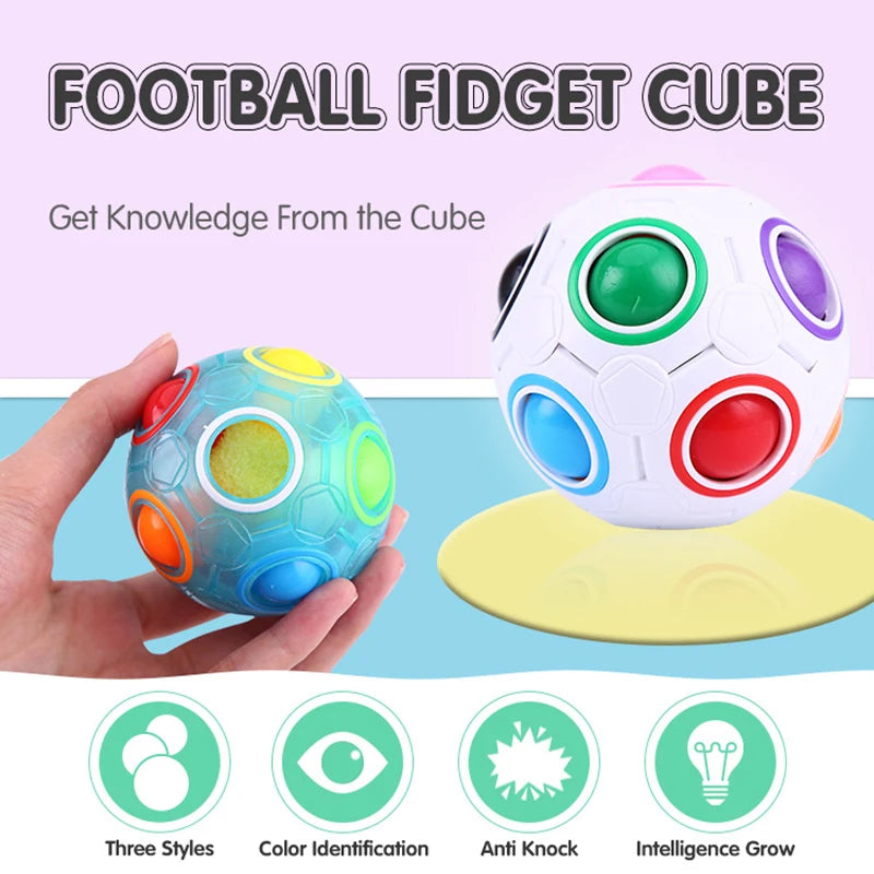 Rainbow Ball Puzzle Magic Cube Fidget Toy Football Luminous 3D Brain Teasers Anti Stress Relief Educational Game for Kid Adult