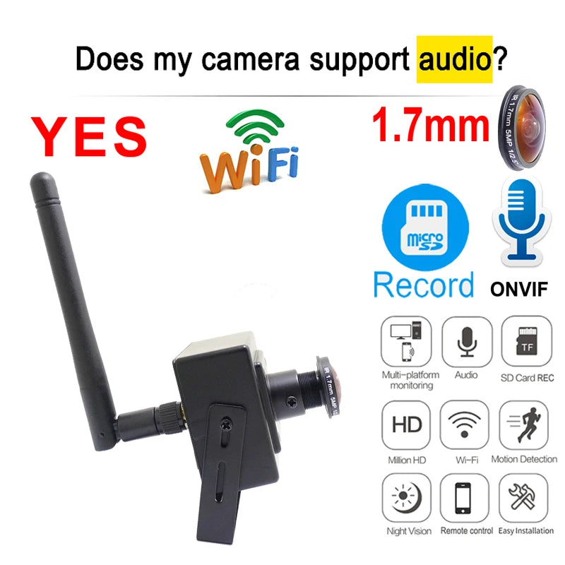 5MP Wifi Mini Panorama Camera Ip 1080P HD 1.7mm Fisheye Lens CCTV Security Surveillance Net Wireless Audio Micro Onvif Small Cam