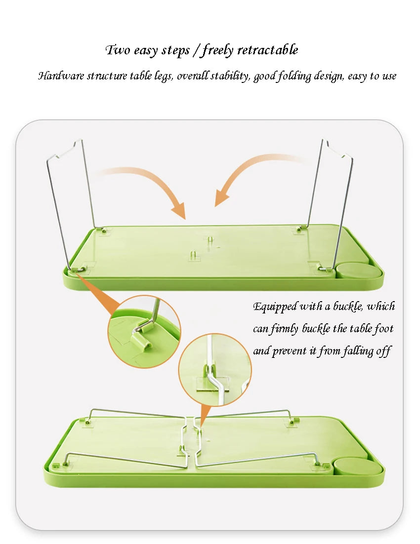 Folding Computer Desk With Cup Holder, Portable Bed Laptop Desks Creative Mobile Phone Card Slot Study Table Stand Notebook Desk