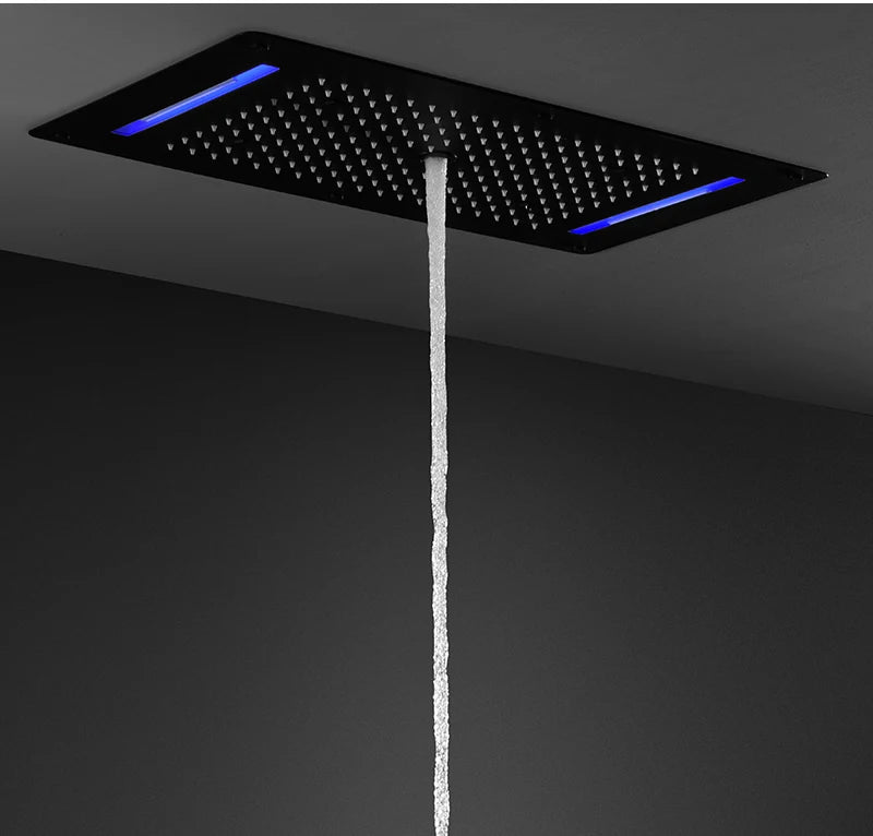 Bathroom Ceiling Concealed 700x380mm Shower Head Panel Set Constant Temperature Valve Mixer Handheld Shower