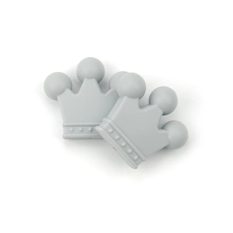 LOFCA 10pcs/lot Silicone Crown Beads BPA Free Silicon Teething Beads Baby Chew Teething Necklace DIY Pacifier Clips Accessory