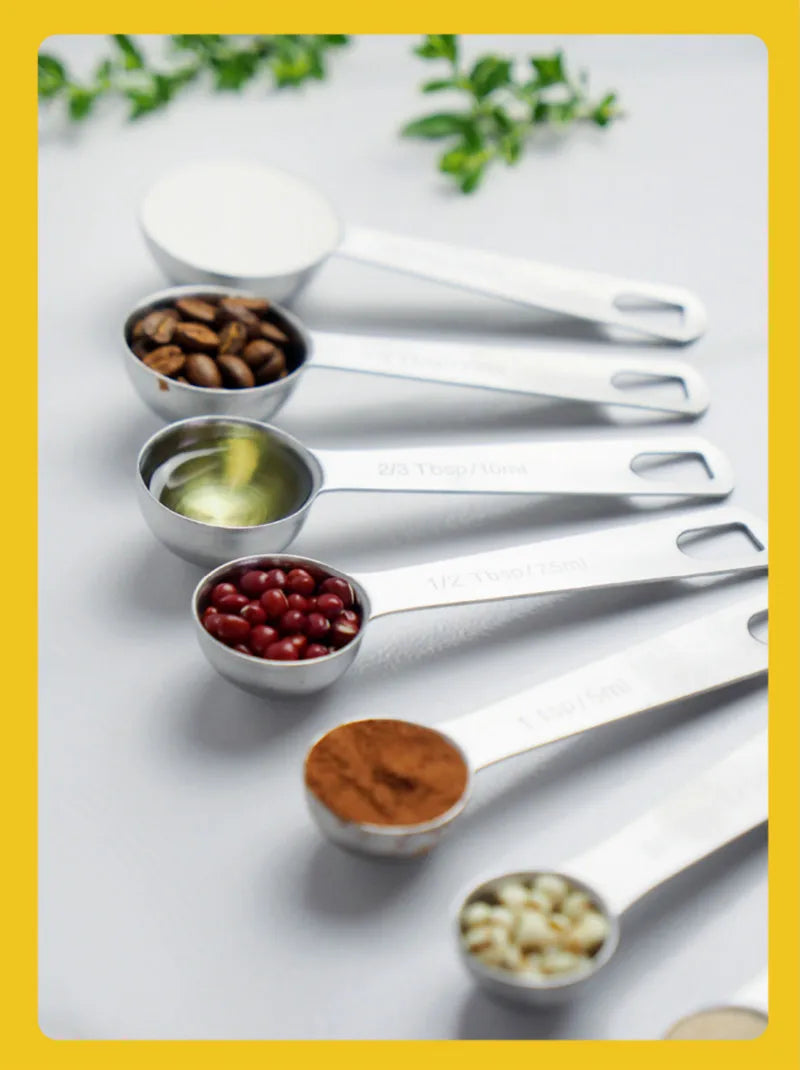 6/9/11Pcs Measuring Spoons Set Stainless Steel Seasoning Coffee Scoop Measuring Spoon With Scale Kitchen Baking Measuring Tools