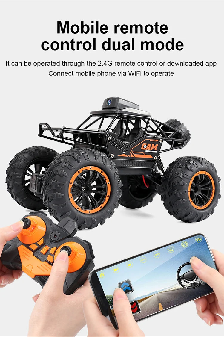Rc Car With HD Camera FPV WIFI Machine On Remote Control Stunt 1:18 2.4G SUV Radiocontrol Climbing Toys For Kids on a Sign