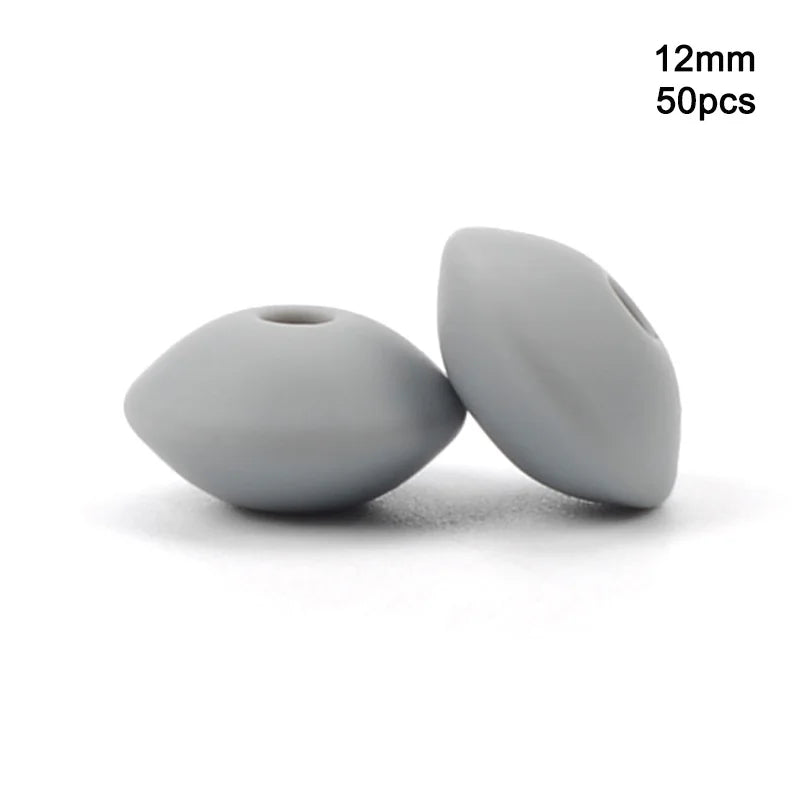 LOFCA 50pcs 12mm Silicone Lentil Beads Baby Teething Beads BPA-Free Food Grade Making Baby Oral Care Pacifier Chain  Accessorise