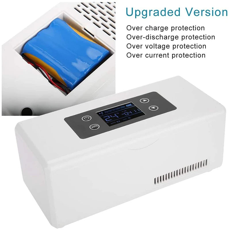 Rechargeable Mini Insulin Cooler Refrigerator Case Insulated Box Reefer Car Constant Temp 2-8℃ Organizer Storage for Travel