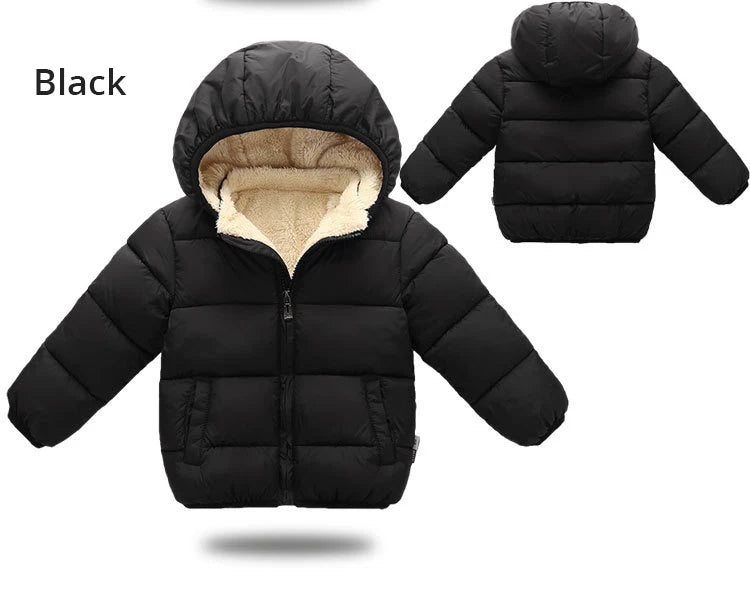 Baby Children Coats Winter Thick Jackets For Boys Warm Plush Thicken Outerwear For Girls Fur Hooded Jacket Kids Clothes Snowsuit