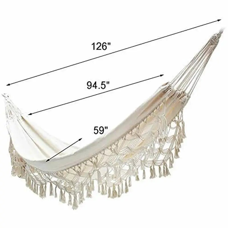 Large 2 Person Hammock Boho Style Brazilian Macrame Fringed Deluxe Double Hammock Net Swing Chair Indoor Hanging Swing delivery