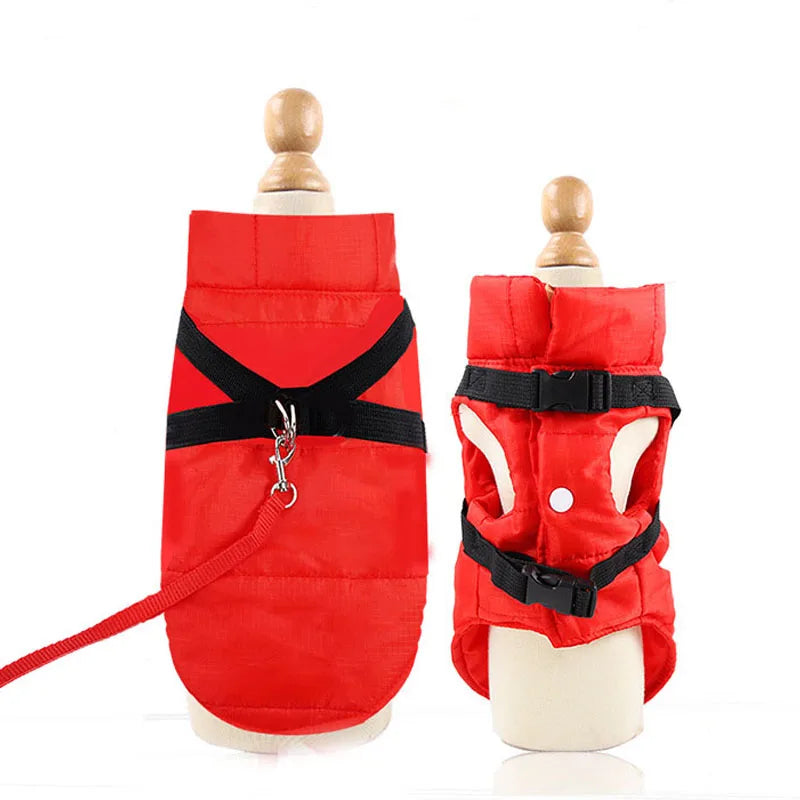 Warm Padded Vest for Dogs Red Black Dog Clothes Winter Apparels Puppy Coat Harness Jacket Waterproof Pet Clothing Costume XS-XXL
