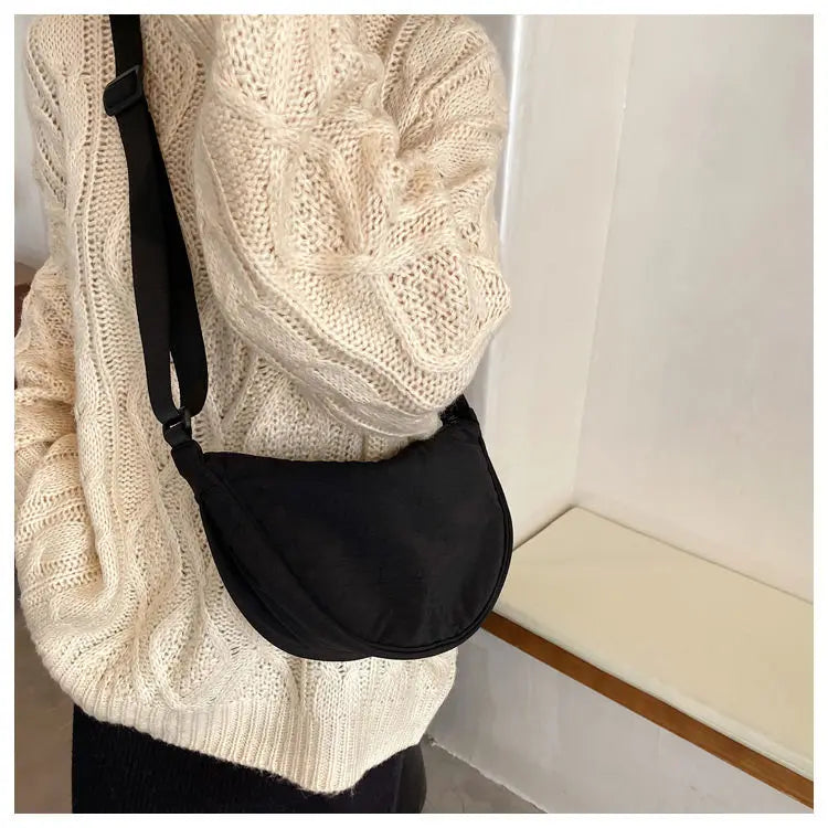 Simple Design Women's Messenger Bag Fashion Ladies Nylon Hobos Small Shoulder Bags Vintage Female Girls Purse Cloth Handbags